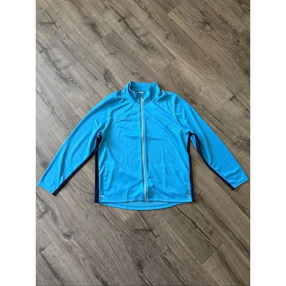 Alo Coolfit Performance Full Zip Jacket Men Size L Blue Anti-Microbial